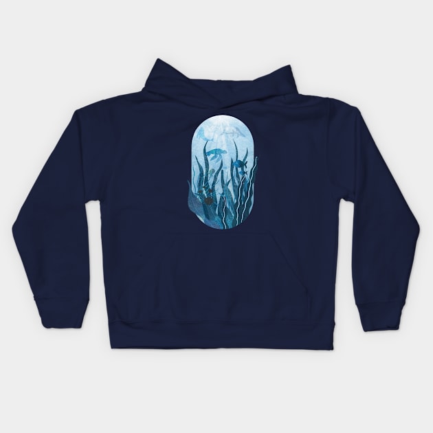 Underwater sea life ocean life water creatures Kids Hoodie by Arch4Design